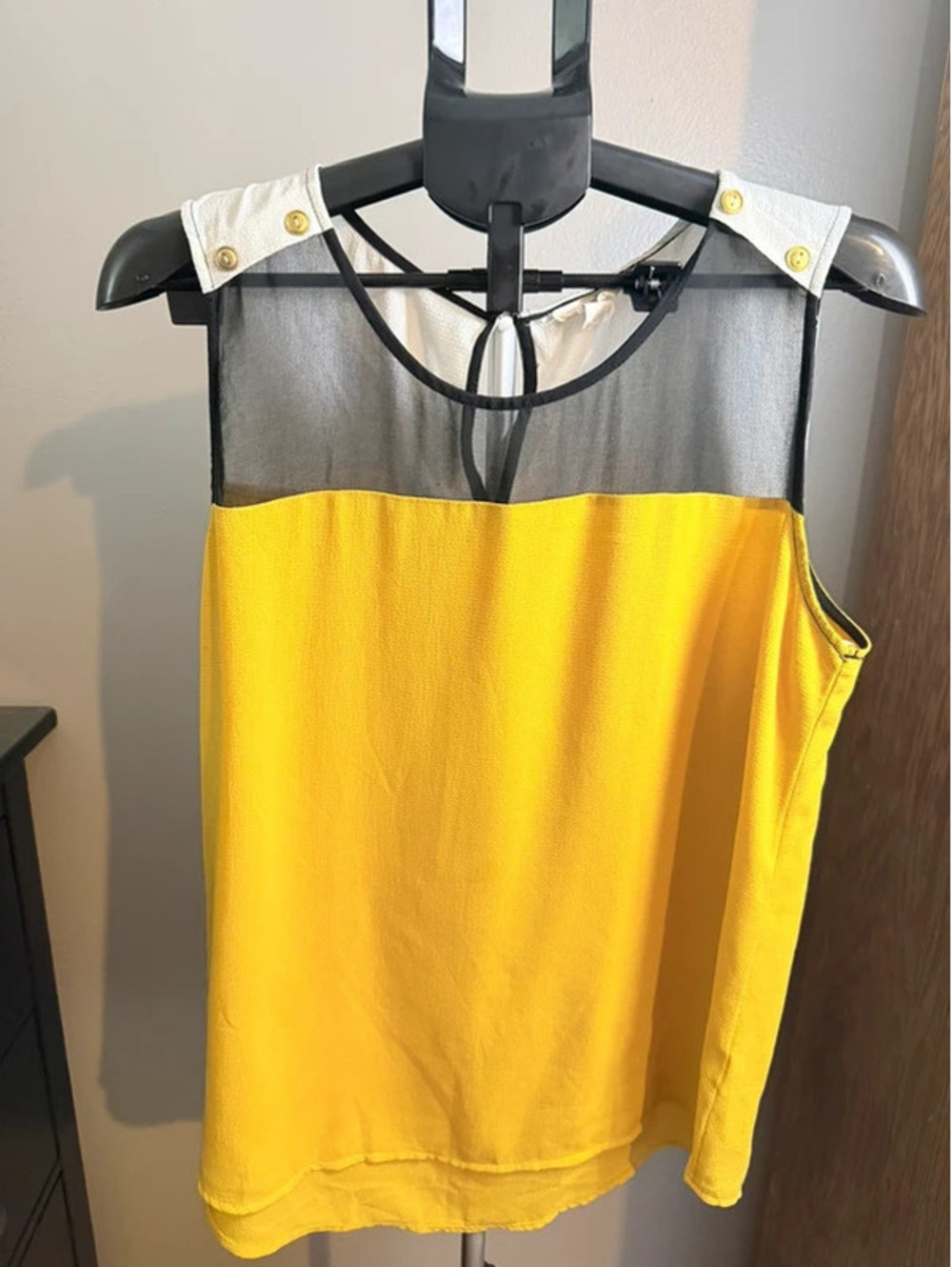 Perch by Blu Pepper Yellow Colorblock Sleeveless Top 1XL